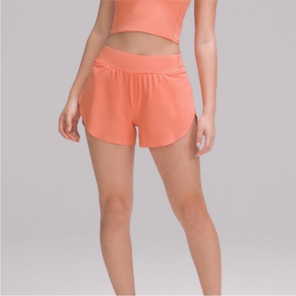 Lululemon - Fast and Free 3 inch short - Coral Kiss - Size 6